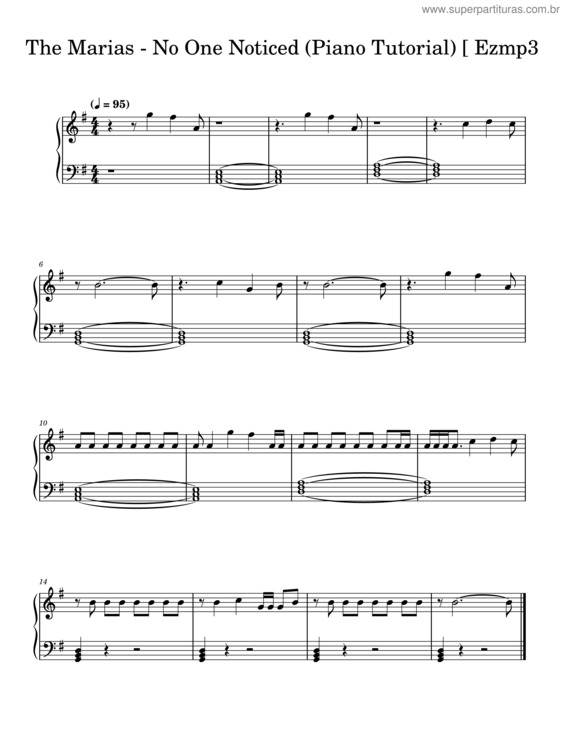 Partitura da música The Marias – No One Noticed