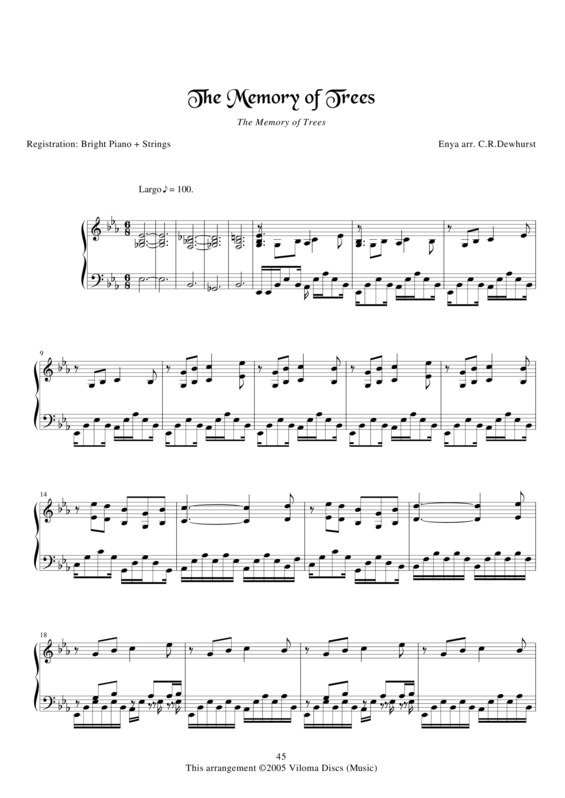 Partitura da música The Memory Of Trees v.2