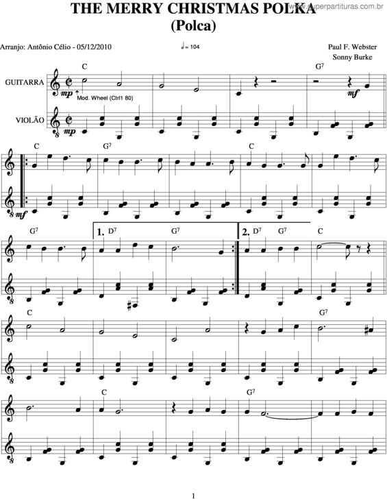 Partitura da música The Merry Christmas Polka