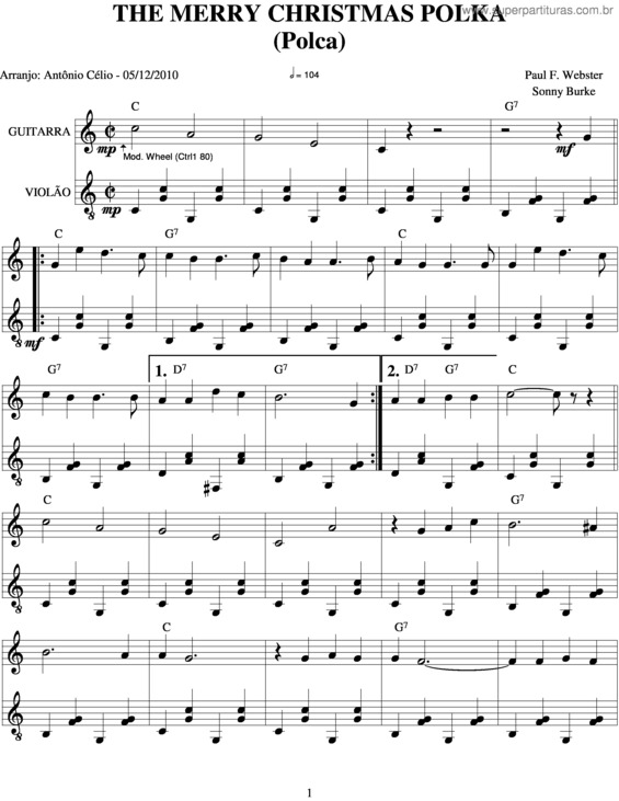 Partitura da música The Merry Christmas Polka