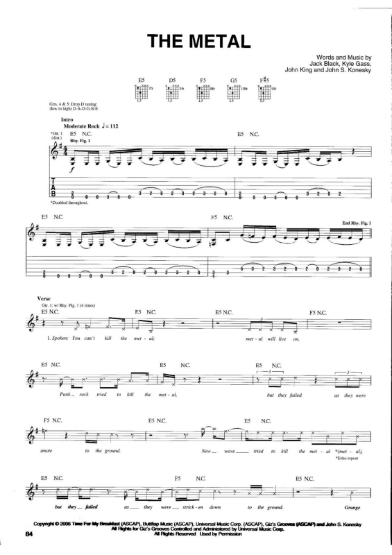 Partitura da música The Metal