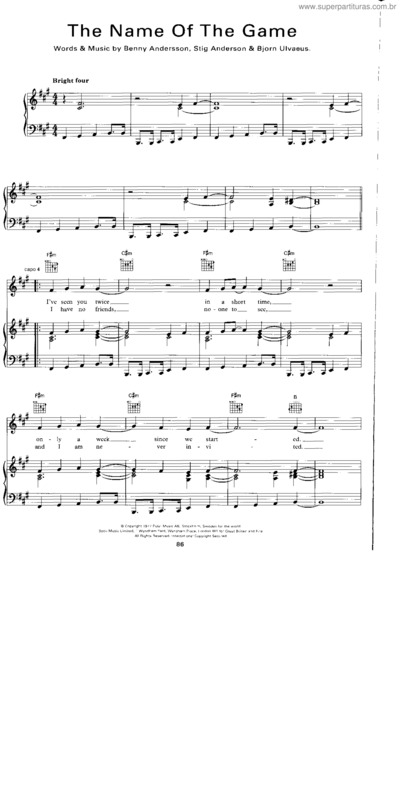 Partitura da música The Name Of The Game v.3