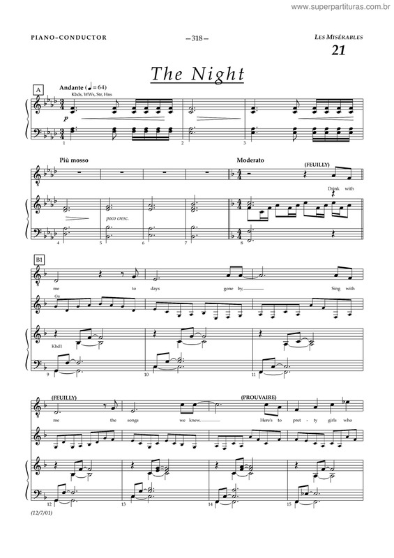 Partitura da música The nigth