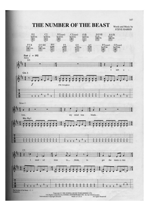 Partitura da música The Number Of The Beast