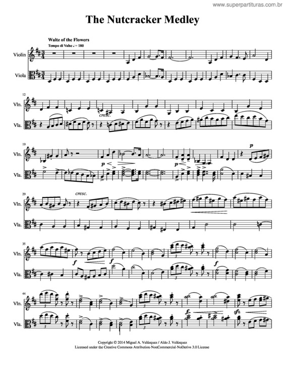 Partitura da música The Nutcracker Medley