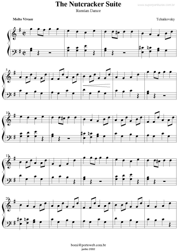 Partitura da música The Nutcracker Suite