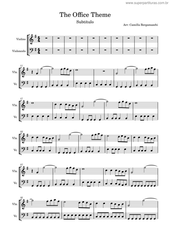 Partitura da música The Office Theme