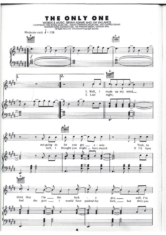 Partitura da música The Only One v.3