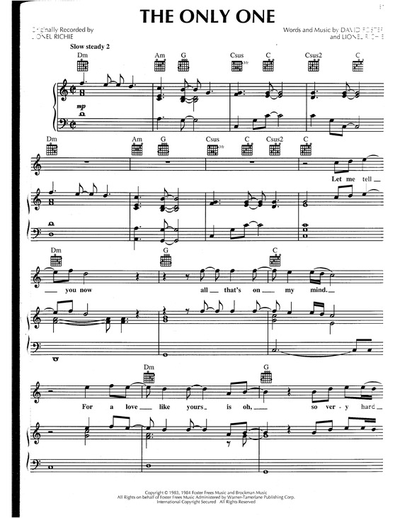 Partitura da música The Only One v.4