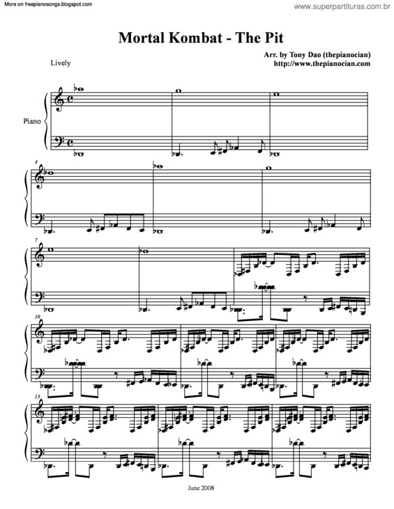 Partitura da música The Pit