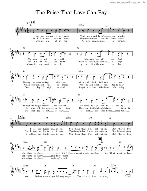 Partitura da música The Price Love Pays
