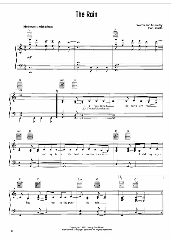 Partitura da música The Rain