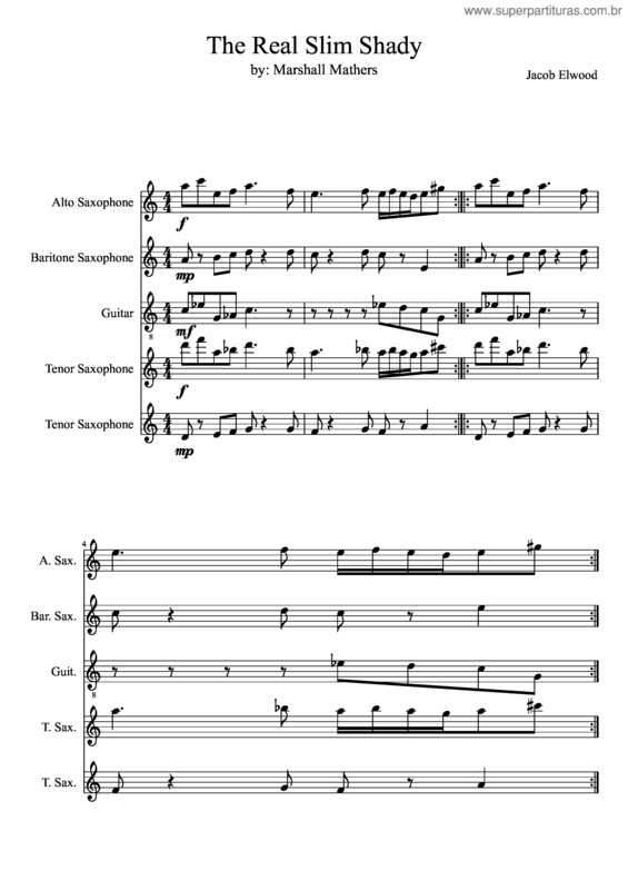 Partitura da música The Real Slim Shady
