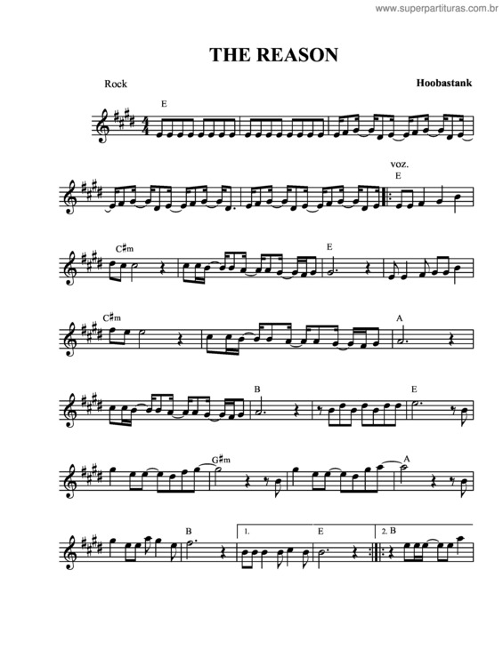 Partitura da música The Reason v.3