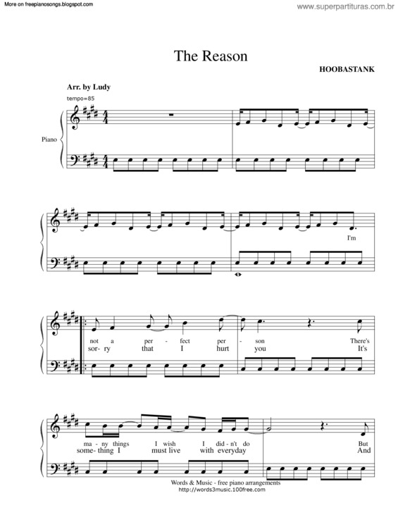 Partitura da música The Reason v.5