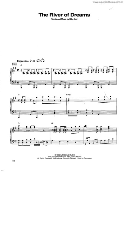 Partitura da música The River Of Dreams