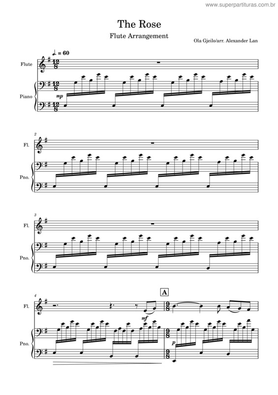 Partitura da música The Rose – Ola Gjeilo