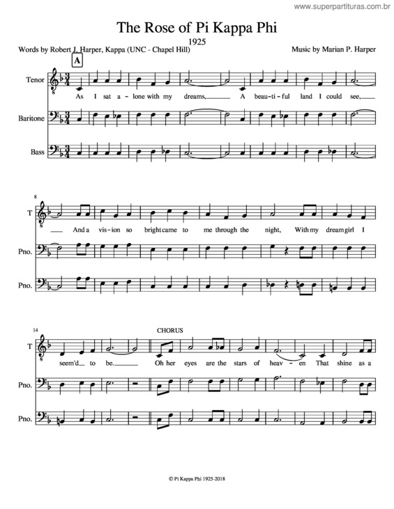 Partitura da música The Rose Of Pi Kappa Phi – 3 Parts