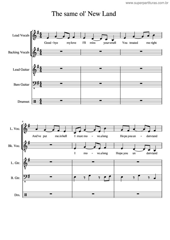 Partitura da música The Same Ol` New Land