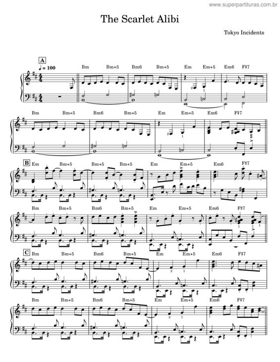 Partitura da música The Scarlet Alibi – Incidents Tokyo