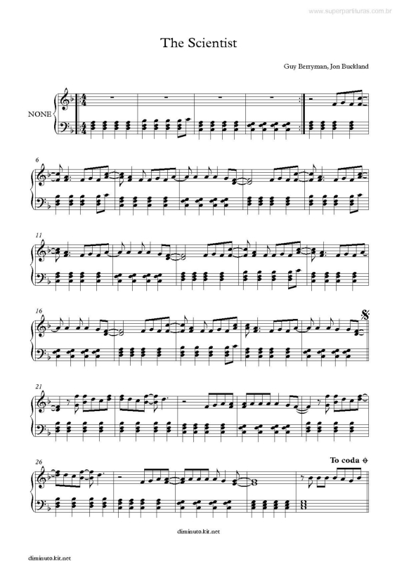 Partitura da música The Scientist v.3