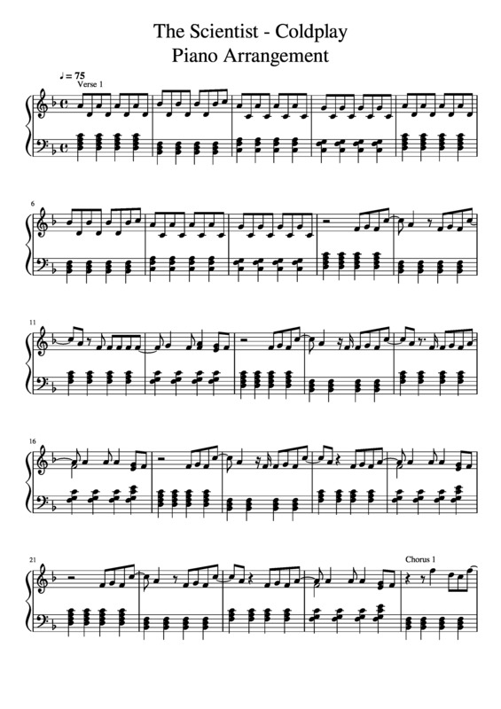 Partitura da música The Scientist v.9