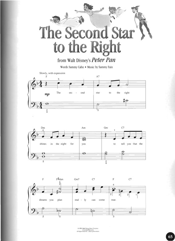 Partitura da música The Second Star To The Right v.2
