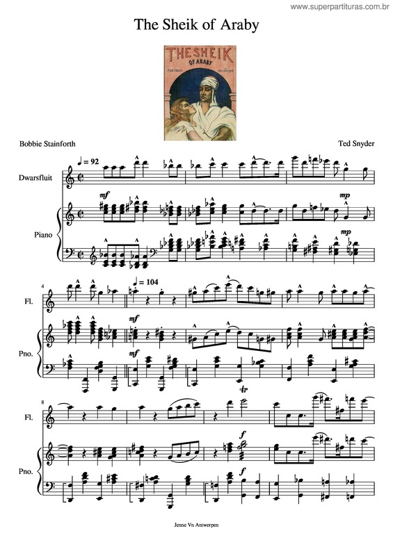Partitura da música The Sheik Of Araby – Bobbie Stanford   – Ted Snyder