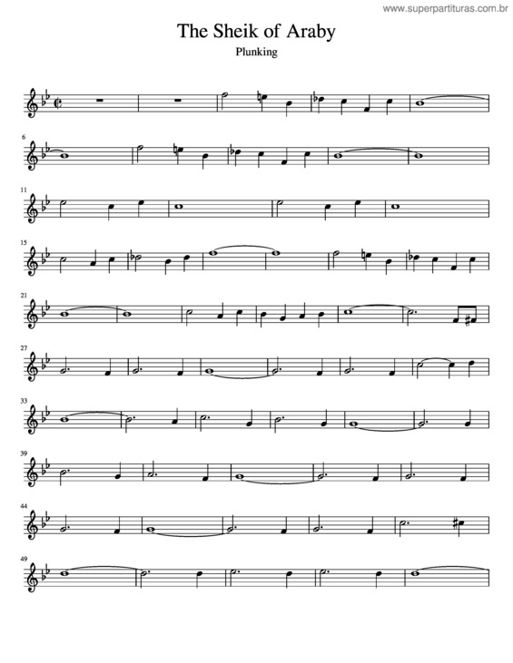 Partitura da música The Sheik Of Araby  Plunking