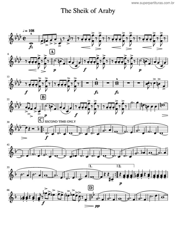 Partitura da música The Sheik Of Araby Fh