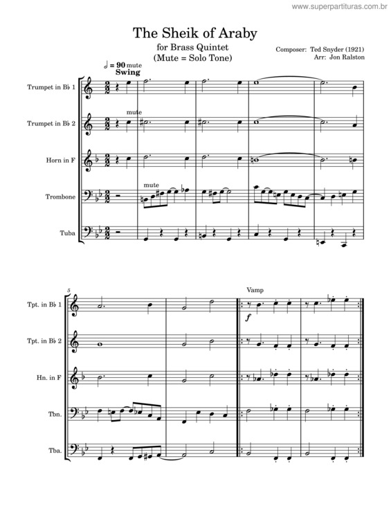 Partitura da música The Sheik Of Araby v.4