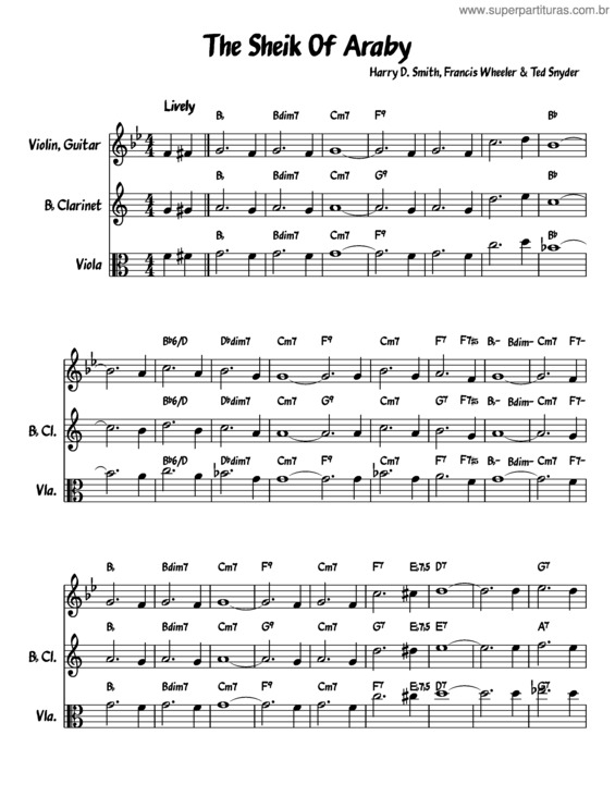 Partitura da música The Sheik Of Araby