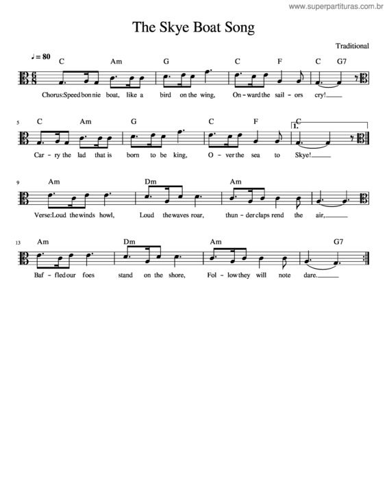 Partitura da música The Skye Boat Song Viola