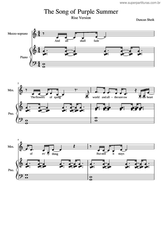 Partitura da música The Song Of Purple Summer v.2