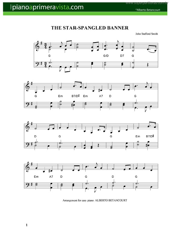 Partitura da música The Star-Spangled Banner v.2