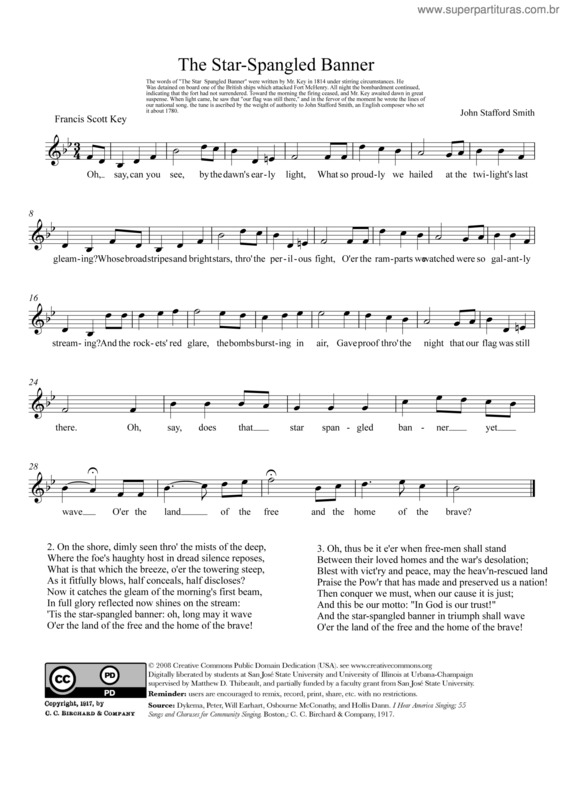 Partitura da música The Star-Spangled Banner v.6