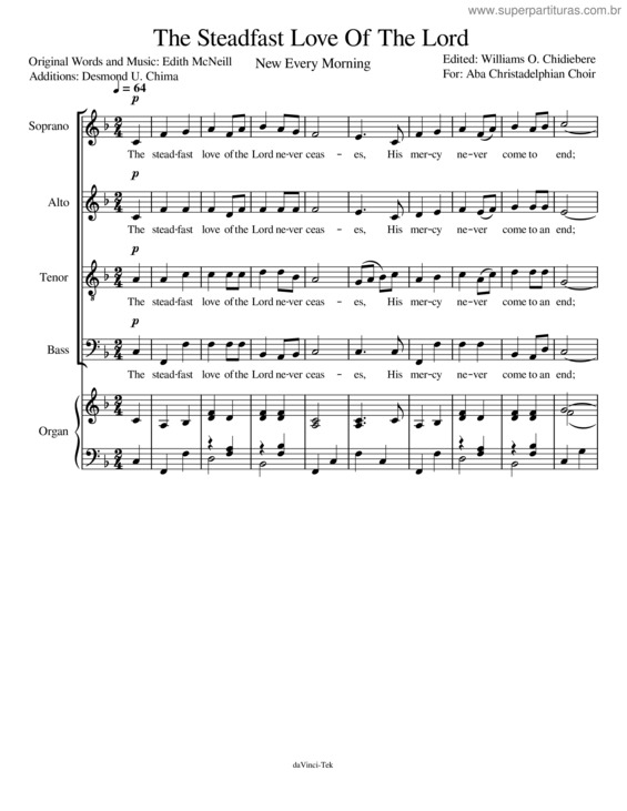 Partitura da música The Steadfast Love Of The Lord