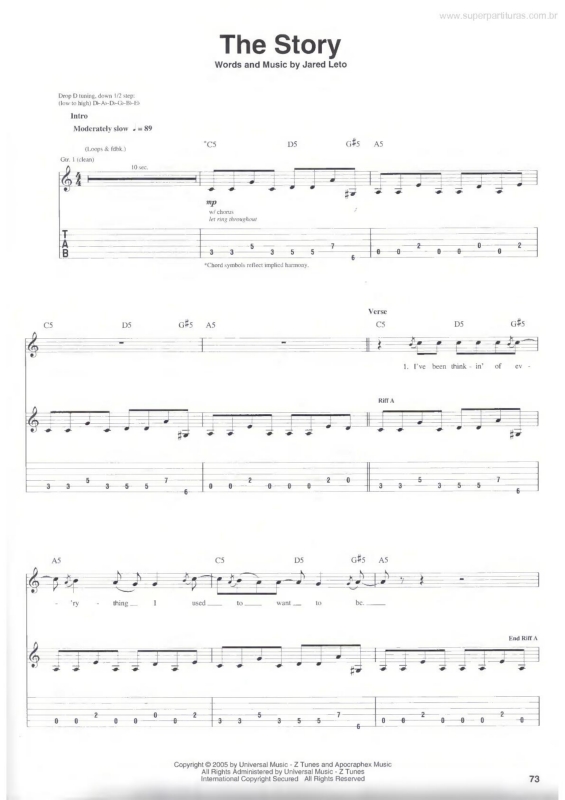 Partitura da música The Story