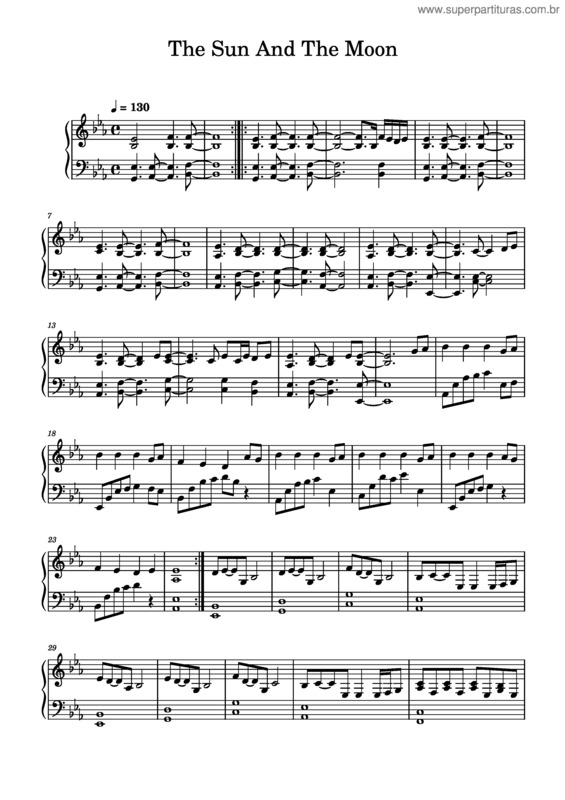 Partitura da música The Sun And The Moon – Mae