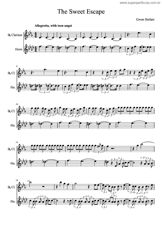 Partitura da música The Sweet Escape v.2