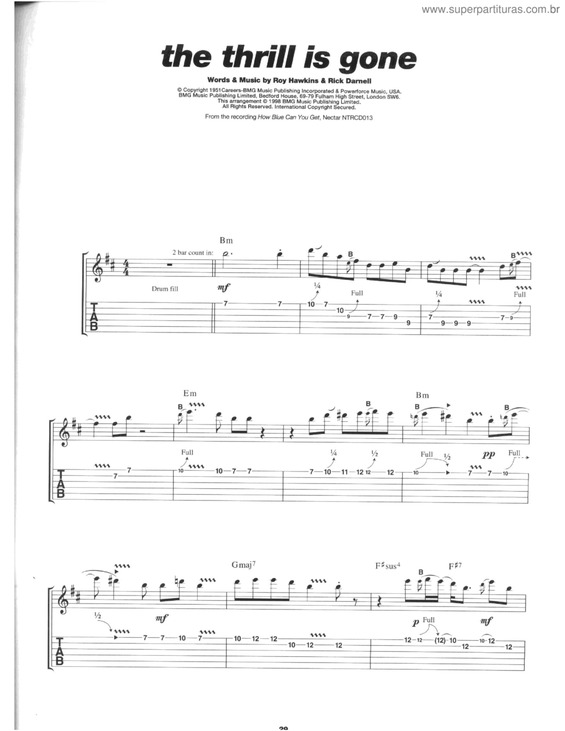 Partitura da música The thrill is gone v.2