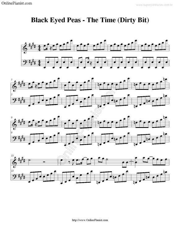 Partitura da música The Time (Dirty Bit)