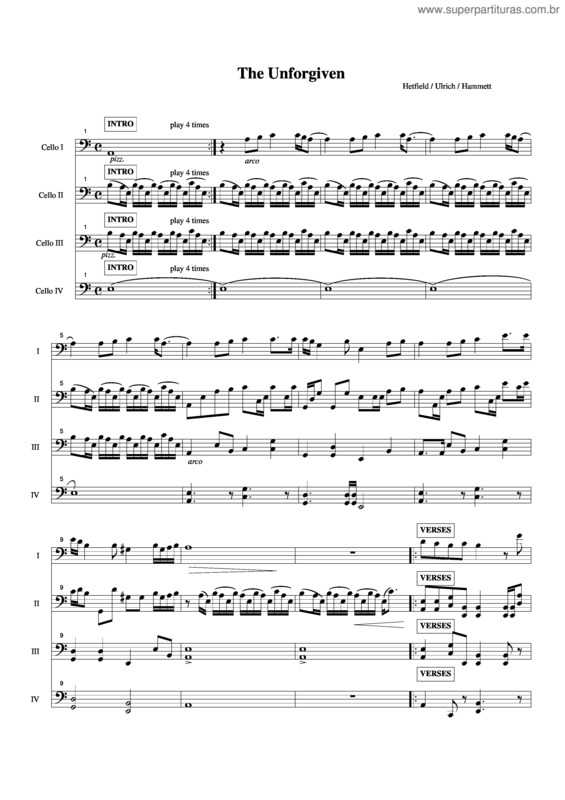 Partitura da música The Unforgiven v.2