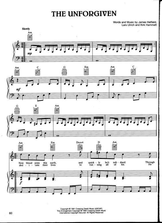 Partitura da música The Unforgiven v.3