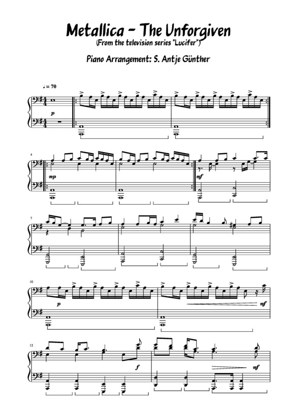 Partitura da música The Unforgiven v.5