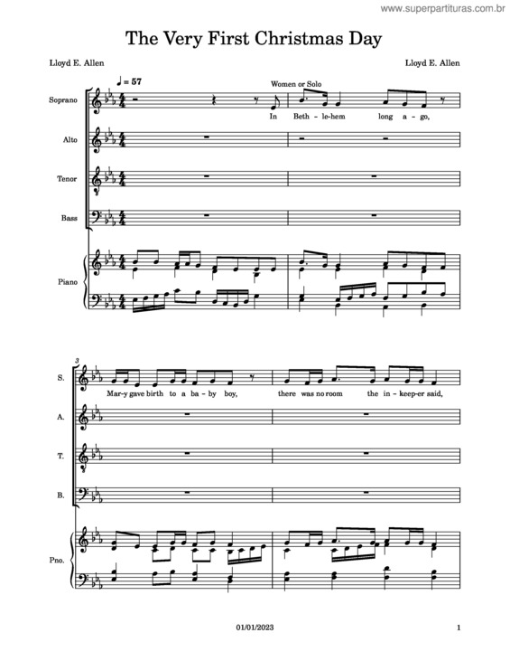 Partitura da música The Very First Christmas Day