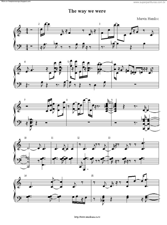 Partitura da música The Way We Were v.5