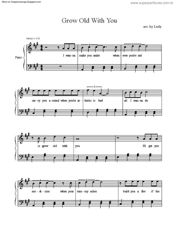 Partitura da música The Wedding Singer (Grow Old With You)