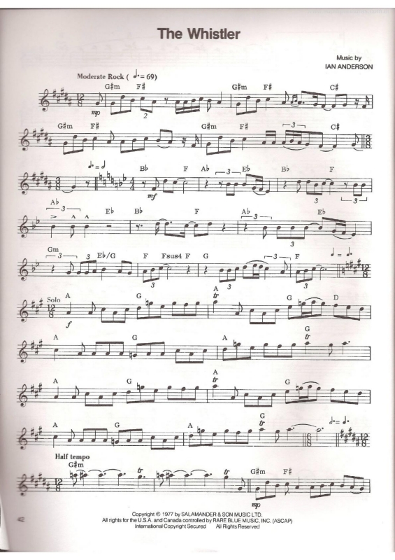 Partitura da música The Whistler