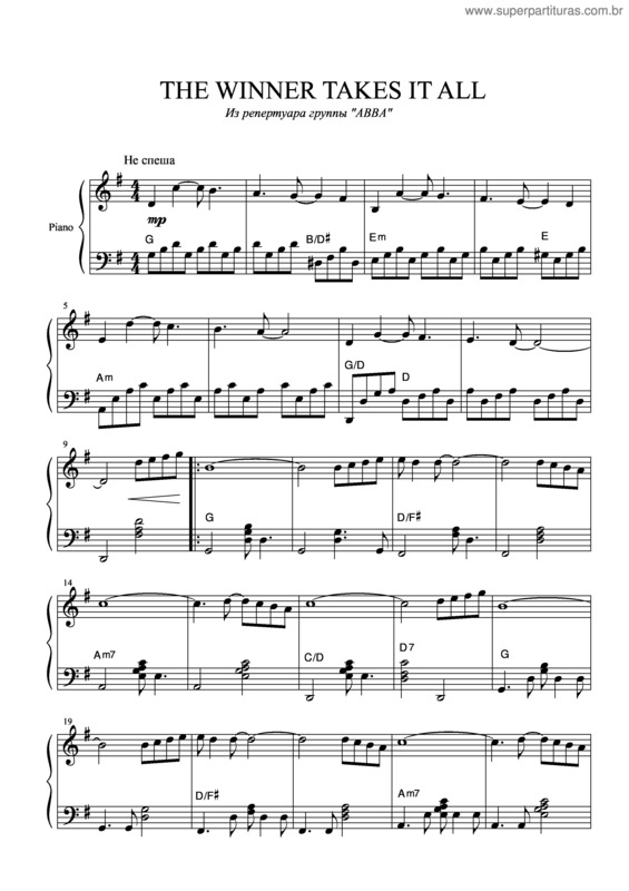 Partitura da música The Winner Takes It All v.7